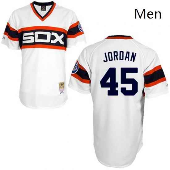 Mens Mitchell and Ness 1983 Chicago White Sox 45 Michael Jordan Replica White Throwback MLB Jersey
